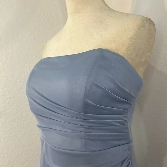 Azazie Dusty Blue Maxi Dress Gown Size A8 NWT - Picture 12 of 16